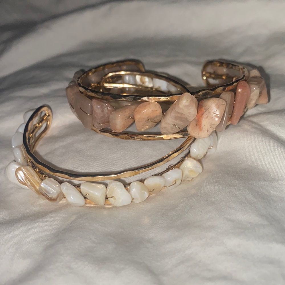 Two Agate Chips Cuff Bracelets